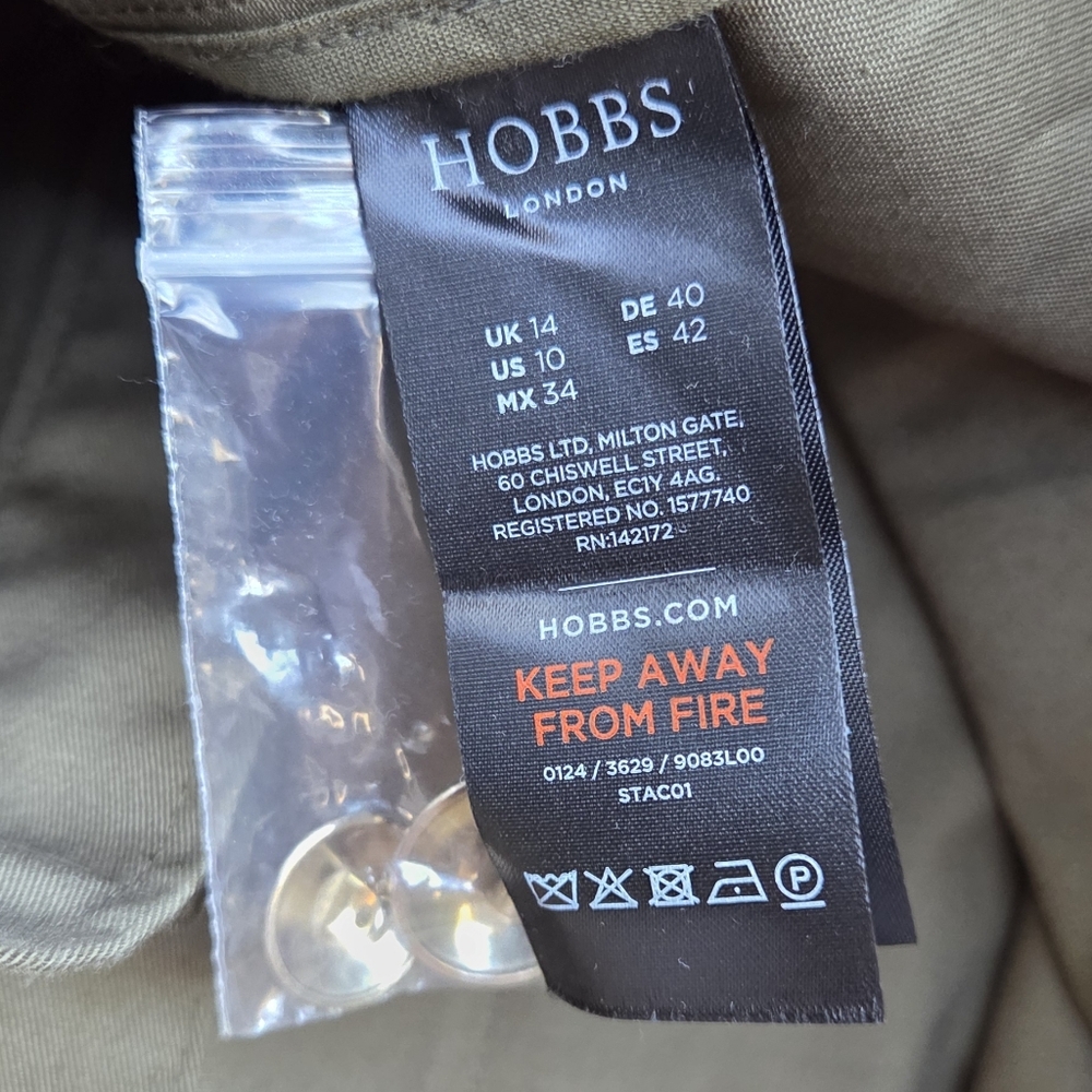 Hobbs London Farrah Cotton Blend Jacket Army Green Olive Size 10 - Picture 11 of 12